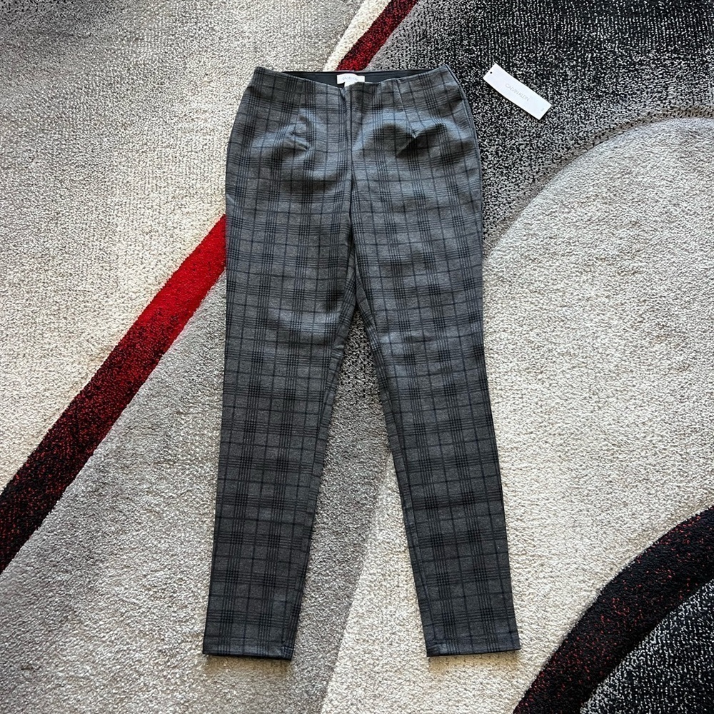 Calvin Klein Gray Plaid Suit Pull On Pants
